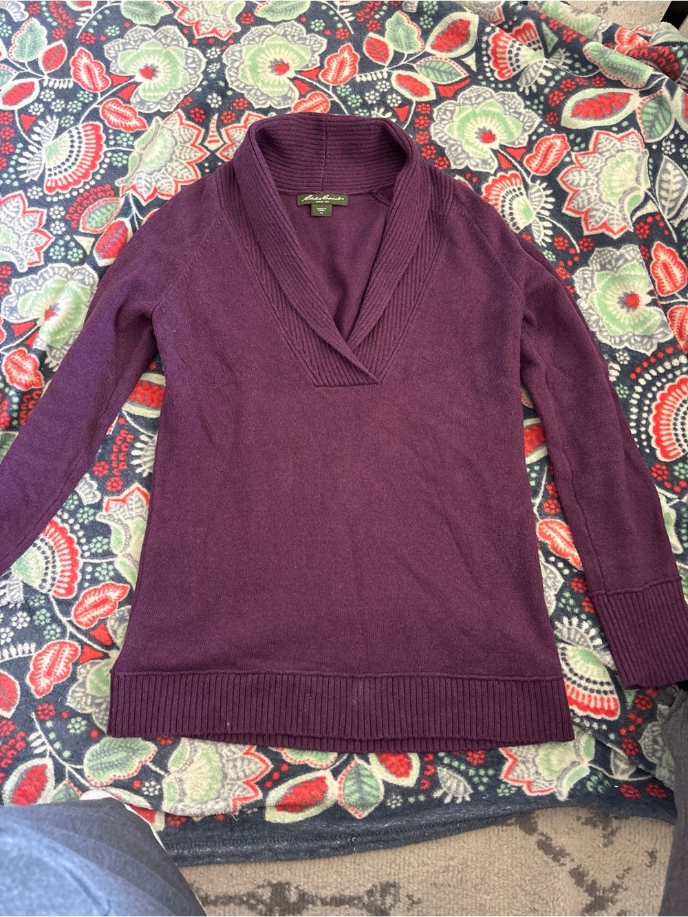 Eddie Bauer Purple Shawl Collar Sweater Size Small- Women's